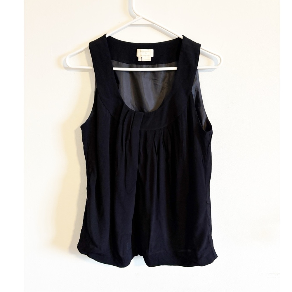 Kate‎ Spade Pleated Black Silk Sleeveless Blouse